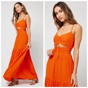 NWT L*SPACE Zuri cut-out tie back maxi Sundress beach dress